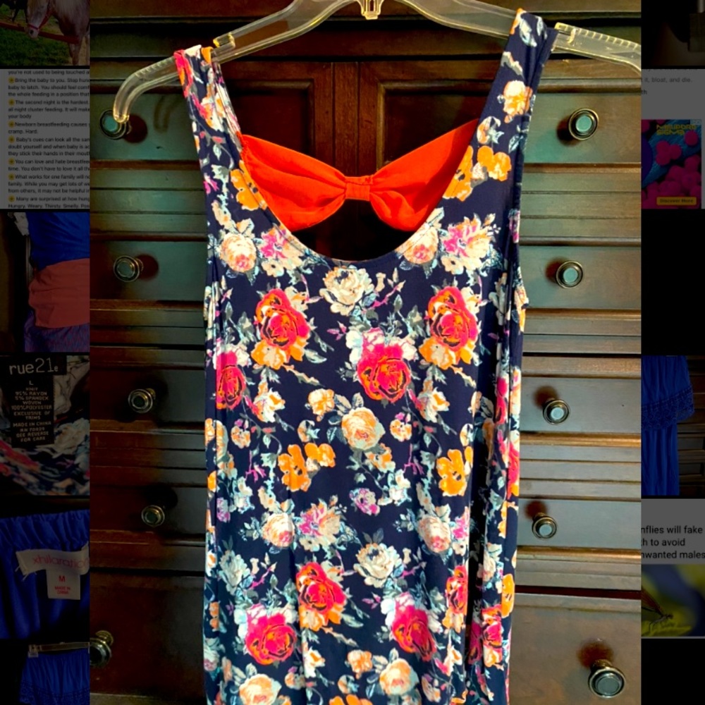 Floral tank top with bow on back